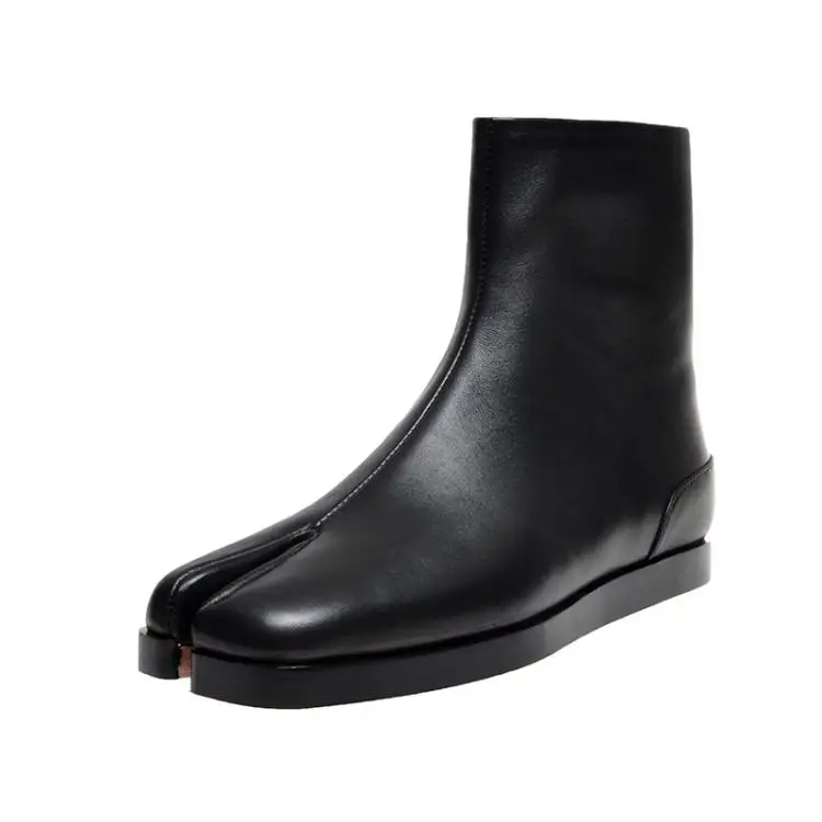 Botines mujer/ г.; короткие женские ботильоны на низком каблуке; черные непромокаемые сапоги из лакированной кожи с квадратным носком; роскошные ботинки tabi bottes - Цвет: as picture