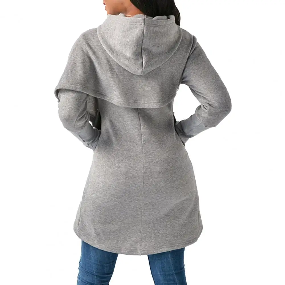 

Autumn Winter Women Irregular Hem Hoodie Sweatshirt Cross Embroidery Pullover