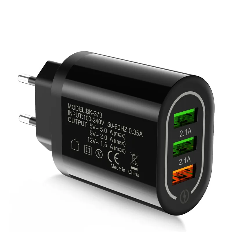 Round Black USLION Быстрая зарядка 3,0 USB зарядное устройство для телефона Samsung S8 S9 Xiaomi mi 8 Huawei быстрая настенная Зарядка для iPhone 6 7 8 X XS Max iPad - Тип штекера: Round Black