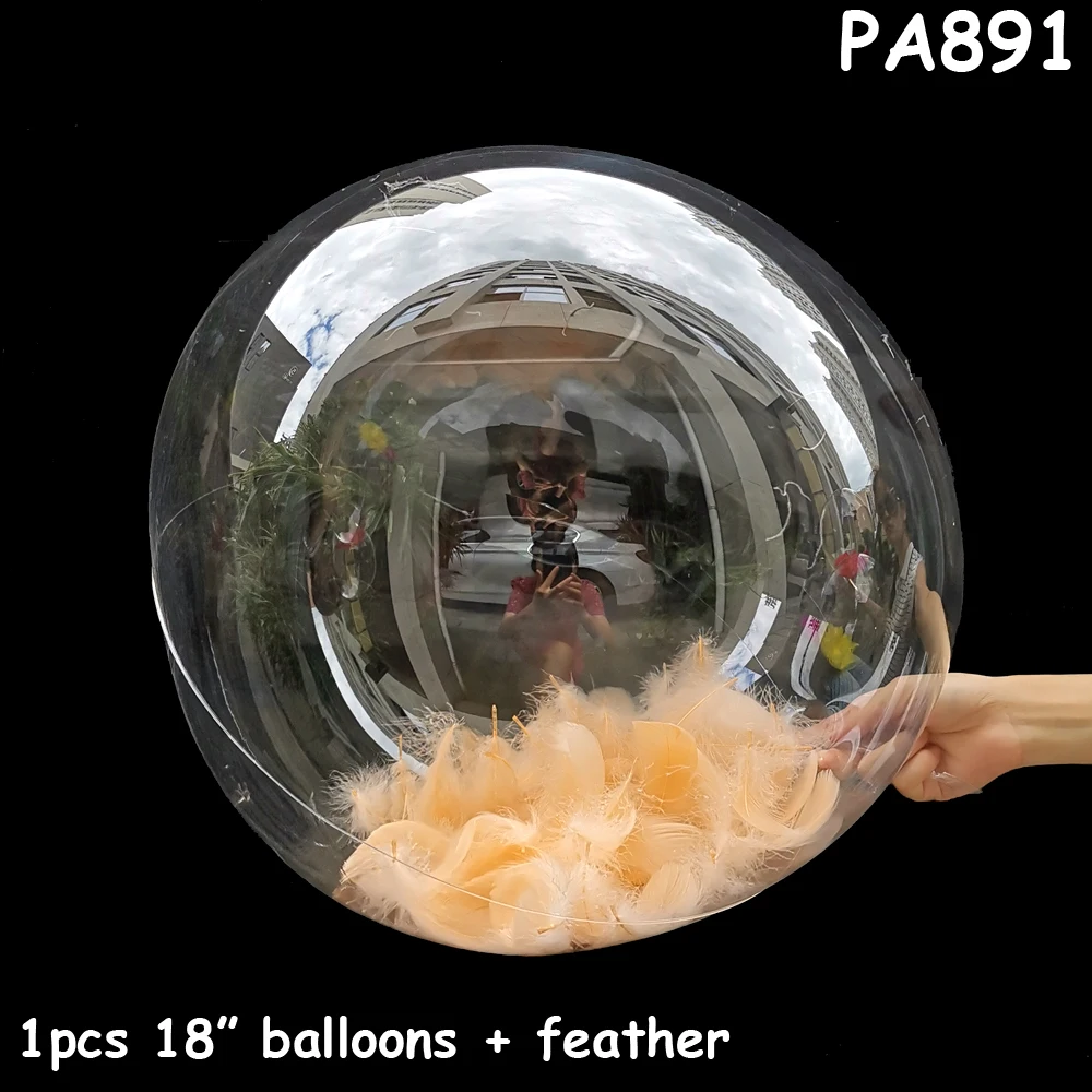PA891 ballon feather Круглые надувные шары Прозрачные Свадебные перья на день рождения баллуоны вечерние украшения DIY подарки супер прозрачный гелий Bobo Globos - Цвет: PA891 ballon feather