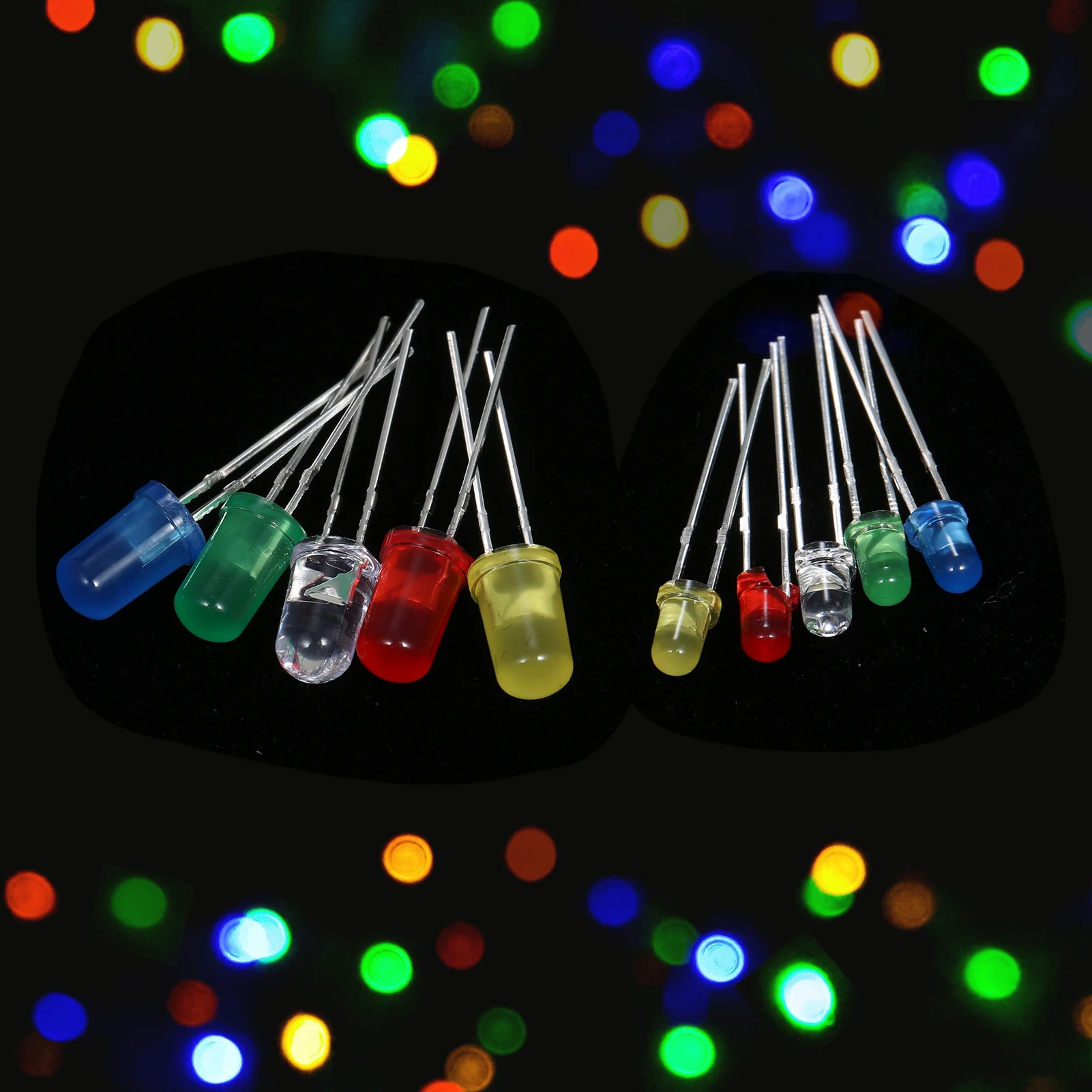 

300Pcs 3mm 5mm Light Emitting Diodes Set with Assorted Color 2-Pin Diffused LED Set 5 Colors Electronic Component Light Emitting