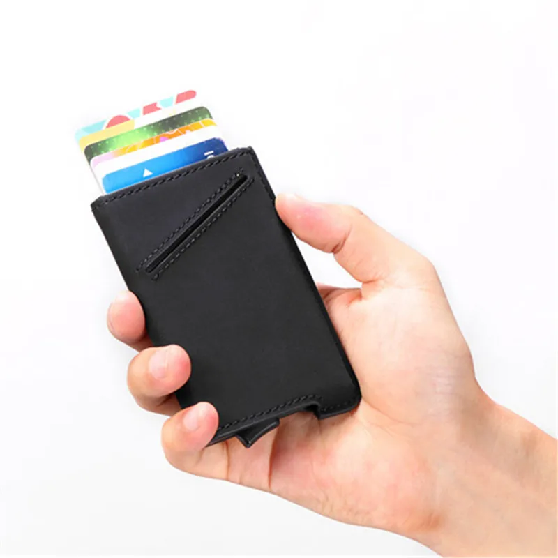 New PU Leather Wallets Automatic Pouch for Credit Card Men and Women Unisex High Quality ID Case RFID Holder Black | Багаж и сумки