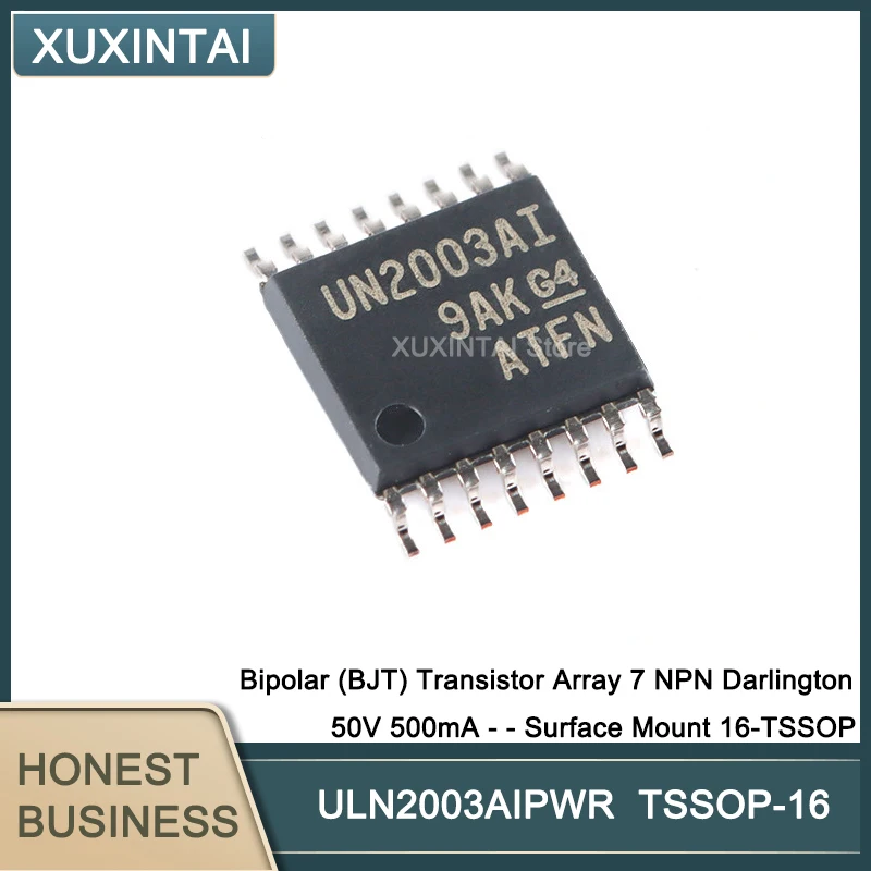 

50Pcs/Lot ULN2003AIPWR ULN2003 Bipolar (BJT) Transistor Array 7 NPN Darlington 50V 500mA - - Surface Mount 16-TSSOP