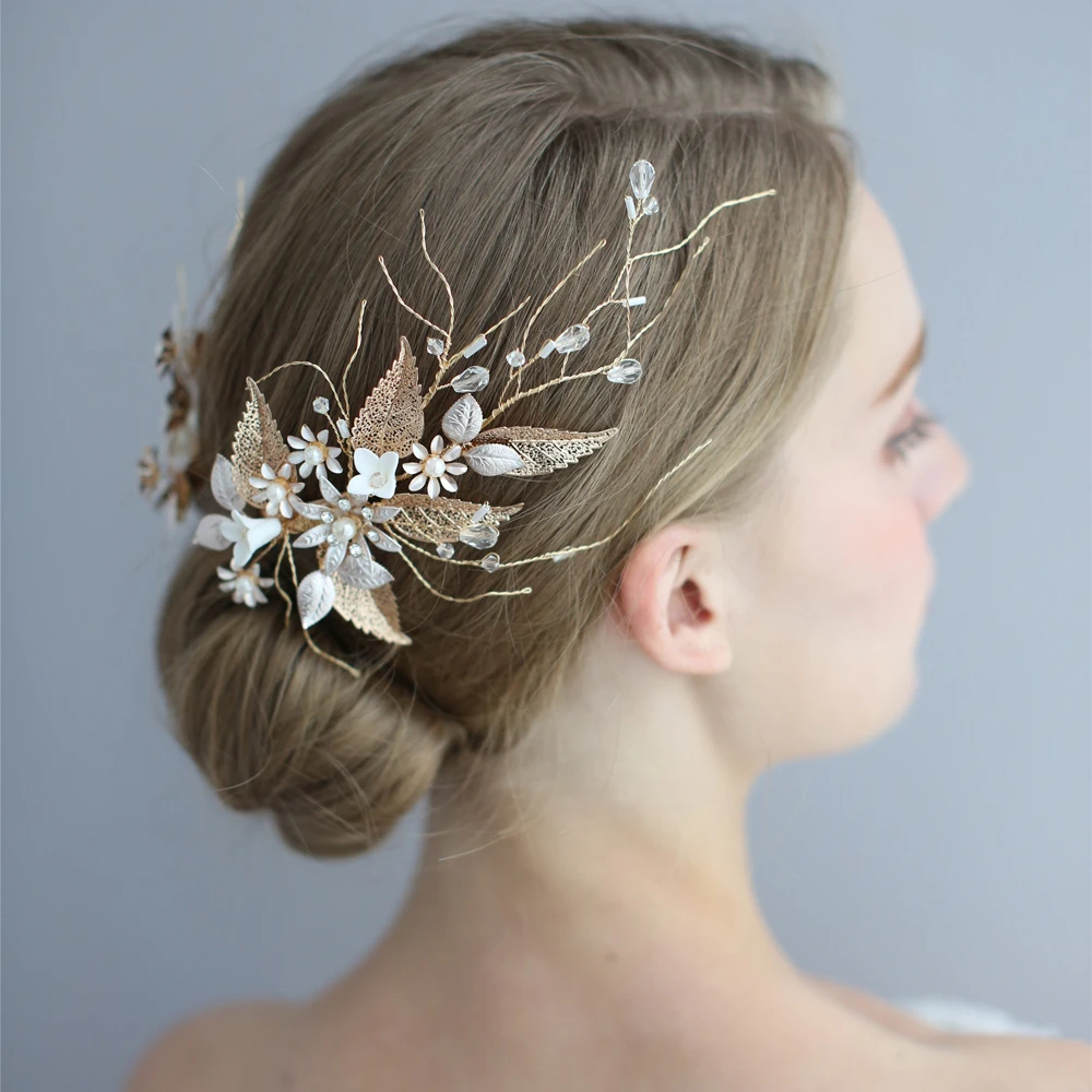Wedding Hair Clips Headband Bridal Accessories Pearl Floral Tiara Women Headpiece | Украшения и аксессуары