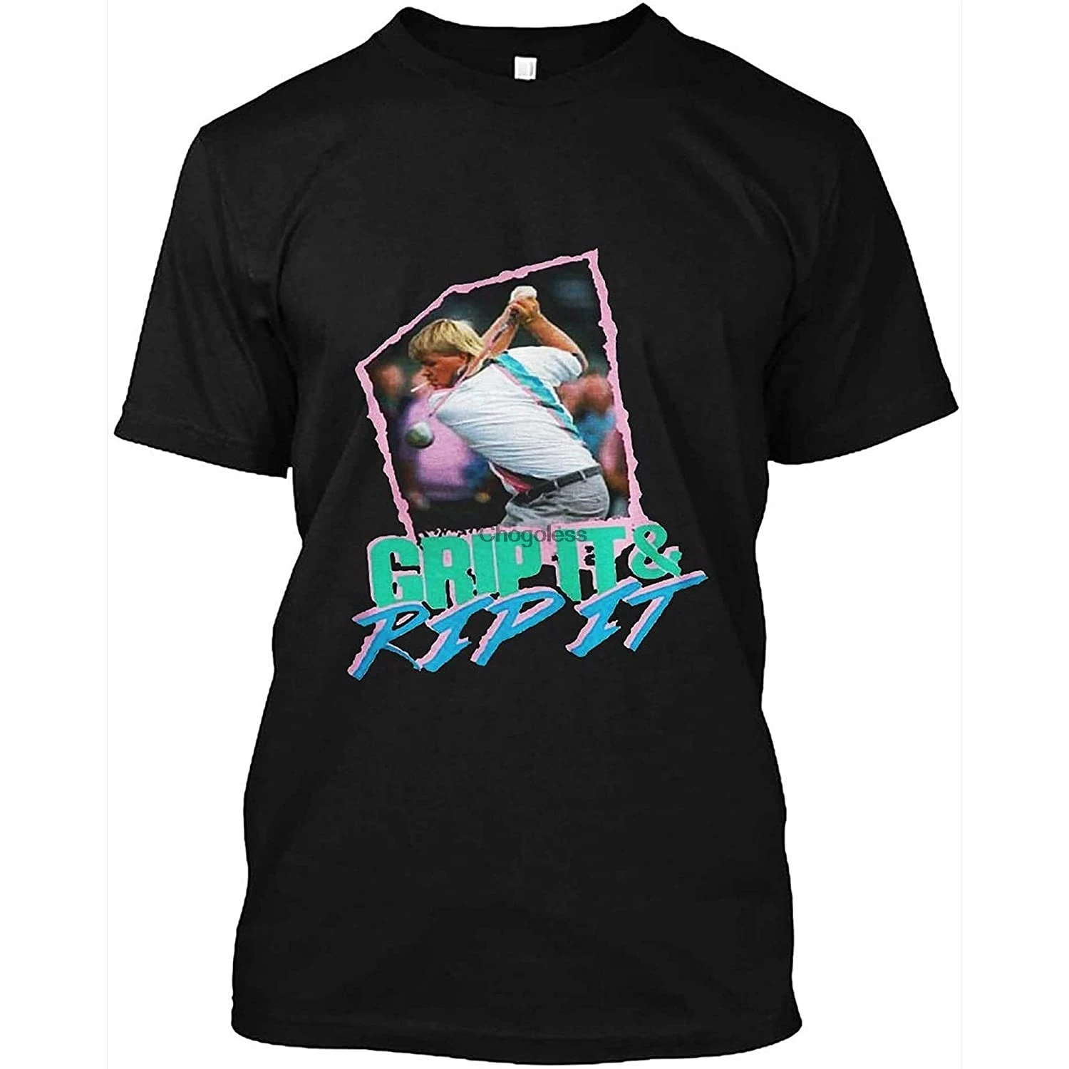 

Футболка мужская хлопковая, простой топ, с принтом John Daly, с надписью Grip It and Rip It, черный цвет