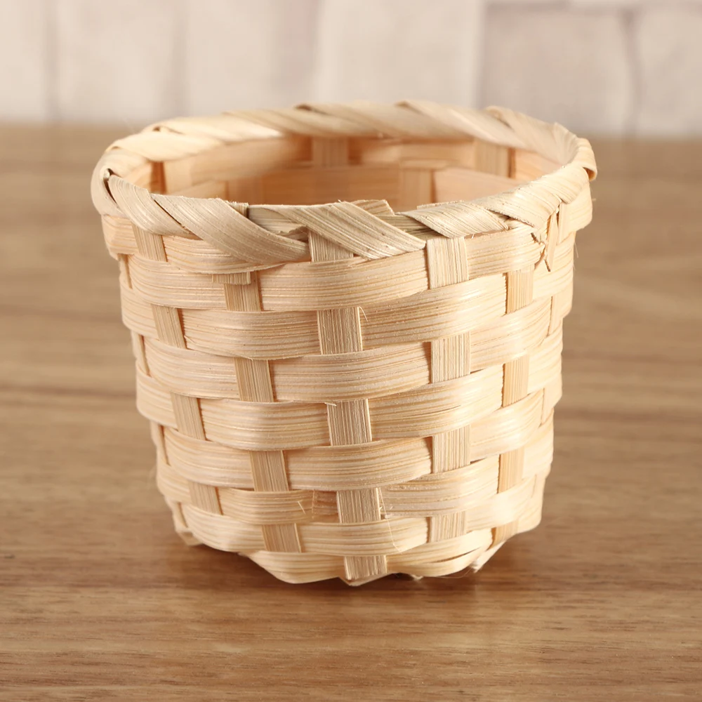 1PCs Small Basket Desktop Finishing Home Storage Bamboo Weaving Products Sundries Organizer Rattan Plant Box Wicker | Дом и сад