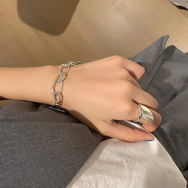 MEYRROYU 925 Sterling Silver Minimalist Style OT Buckle Thick Chain Punk Fashion Ladies Personalized Party Jewelry Decoration | Украшения и
