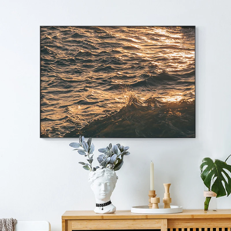 Скандинавский морской пейзаж солнечная волна абстрактный постер скандинавский