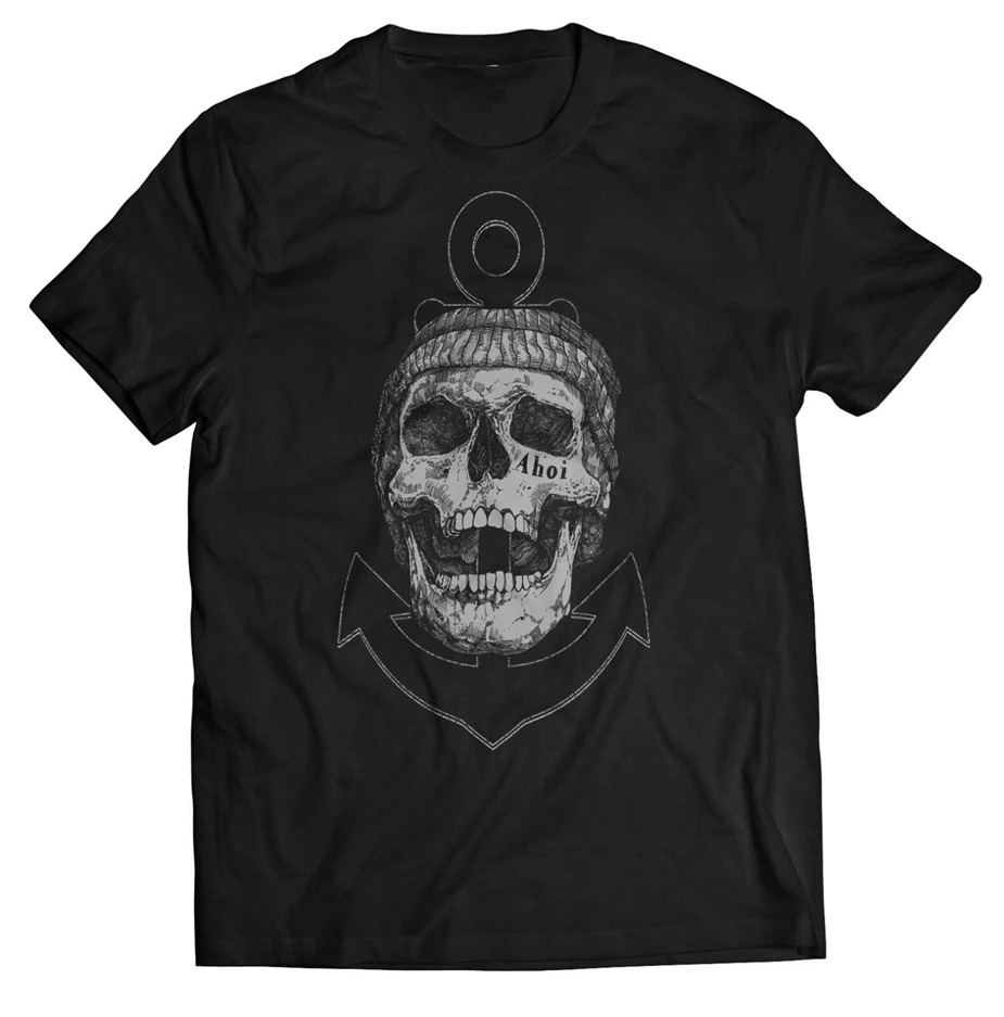 Футболка капитян анкер Ahoi Татуировка Череп Totenkopf Sailor seamann рубашка Herren