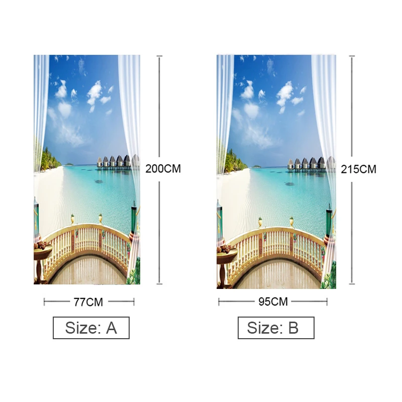 3D наклейка на дверь с видом море и окно настенная роспись художественный плакат