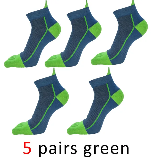 green VERIDICAL/5 пар/лот, хлопковые носки с пальцами для мужчин, для мальчиков, для защиты лодыжки, носки с пятью пальцами, компрессионные сетчатые носки-башмачки, модные - Цвет: green
