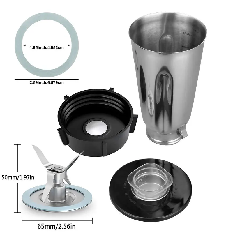 

Запчасти для блендера, 1 банка из нержавеющей стали, 1 баночка, основная крышка, 1 лезвие, 1 круглая крышка, 4 прокладки, запасные части для усил...