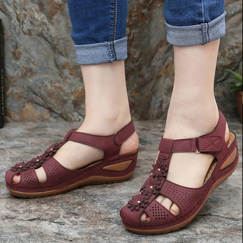 Женские босоножки Новая Летняя обувь сандалии на танкетке Chaussure Femme Повседневные