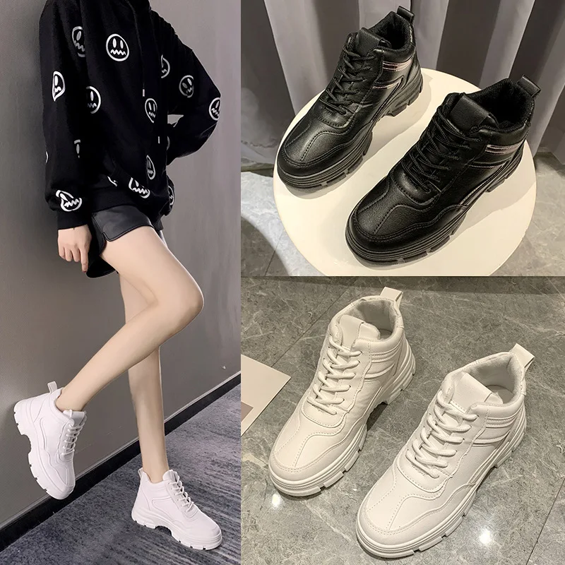 

2020 Shoes Female New Autumn Harajuku Shallow Mouth Lace Up Casual Shoes Thick Bottom chunky Sneakers Zapatos De Mujer W22-40