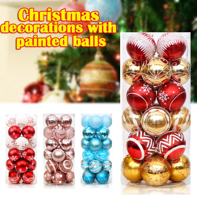 

NEW 24Pcs 6CM Christmas Balls Ornaments for Christmas Tree Shatterproof Colored Decoration Baubles for Holiday Party