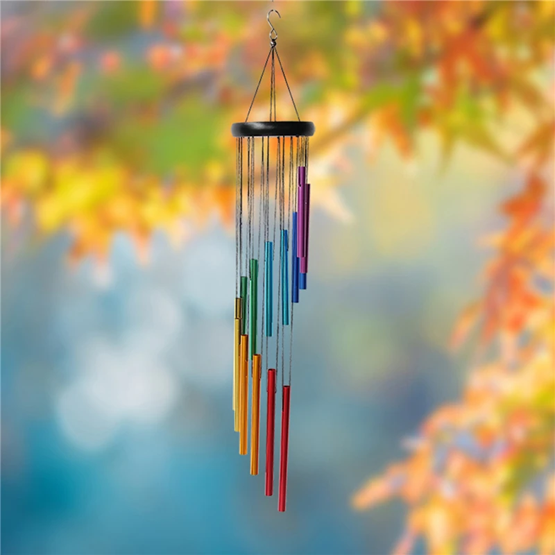 

Classical Colorful 14 Metal Tubes Wind Chimes 29" Deep Deep Tone Waterproof Windchime Soothing Sound Decor Memorial Gift for Mot