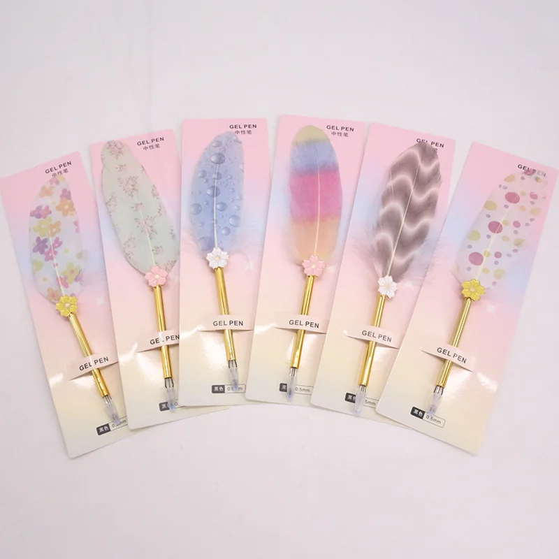 Популярная гелевая ручка с разноцветными перьями подарок на День учителя