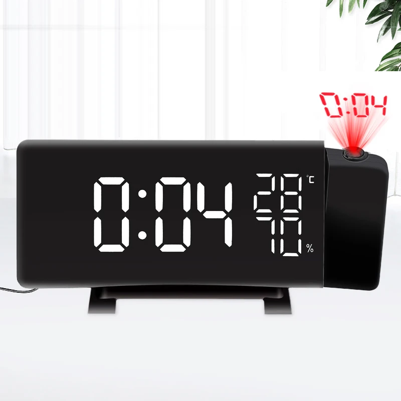 

LED Digital Alarm Clock With FM Radio Digital Snooze Clock Electronic Desktop Clocks USB Charge Time Projector Home Office Tool