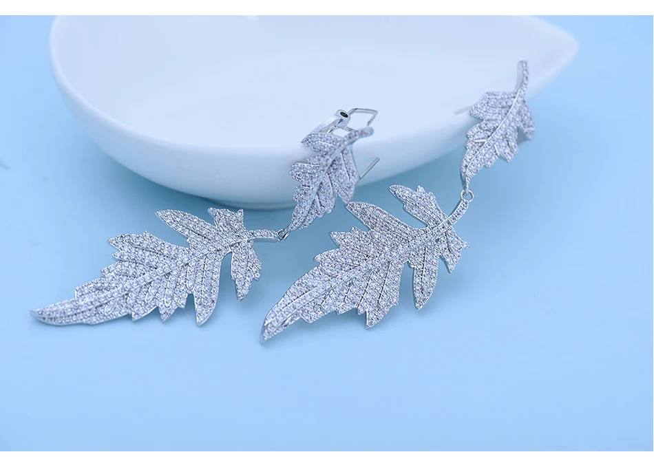LUOTEEMI кленовый лист форма кубический цирконий корейская мода длинные висячие