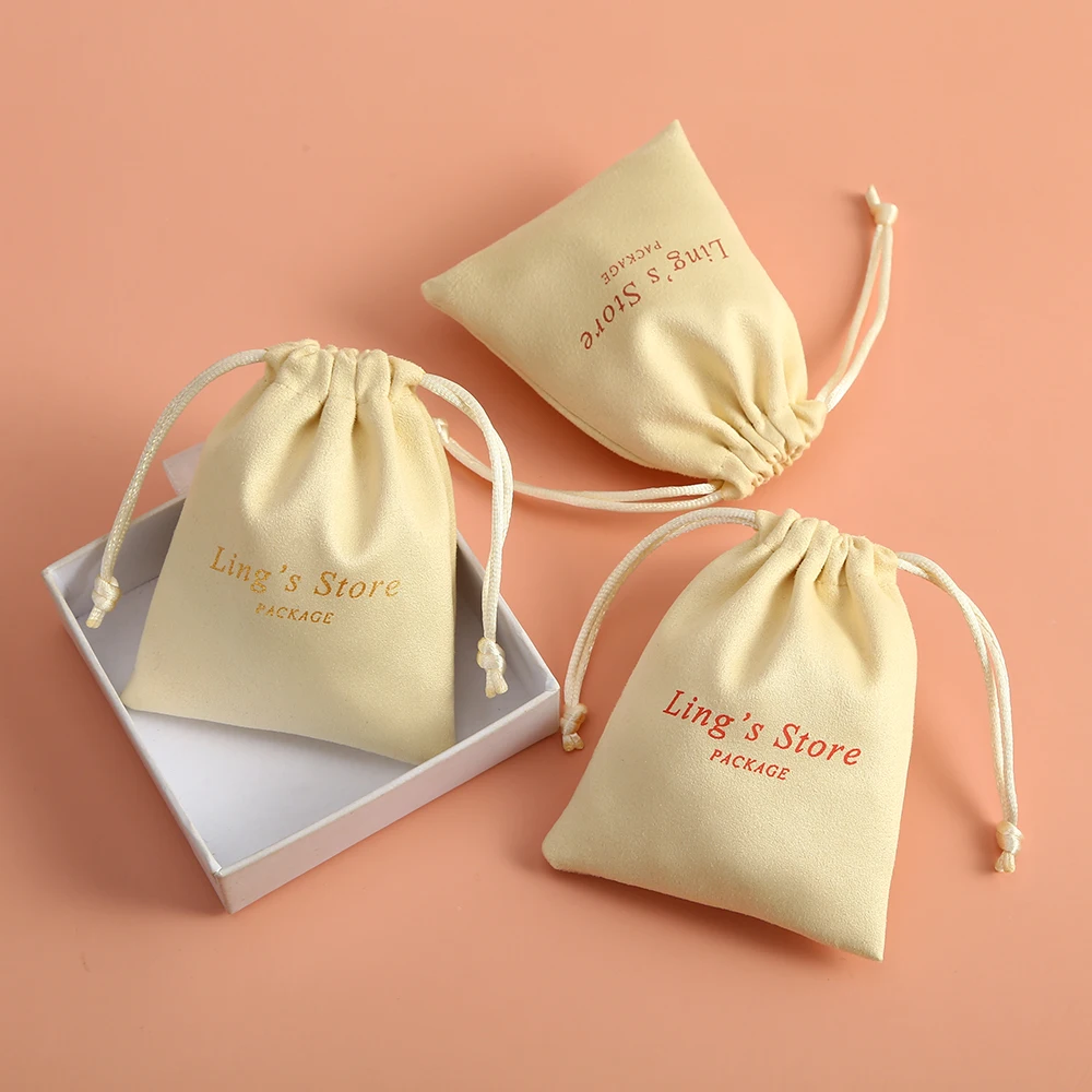 

100pcs 5x7 7x9 8x10 9x12 10x15 12x16 13x18 15x20cm Yellow Flannel Pouch Custom Logo Jewelry Wedding Favor Party Gift Bags Suede