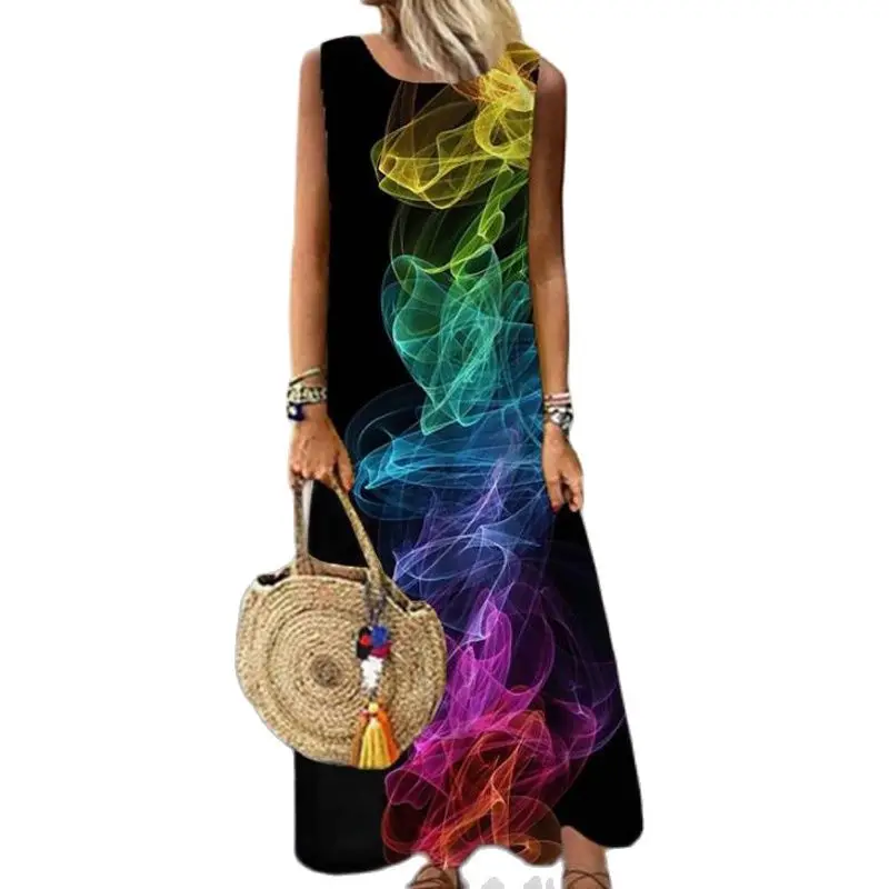 Сарафан женское летнее платье 2022 пикантное средней длины с принтом повседневное
