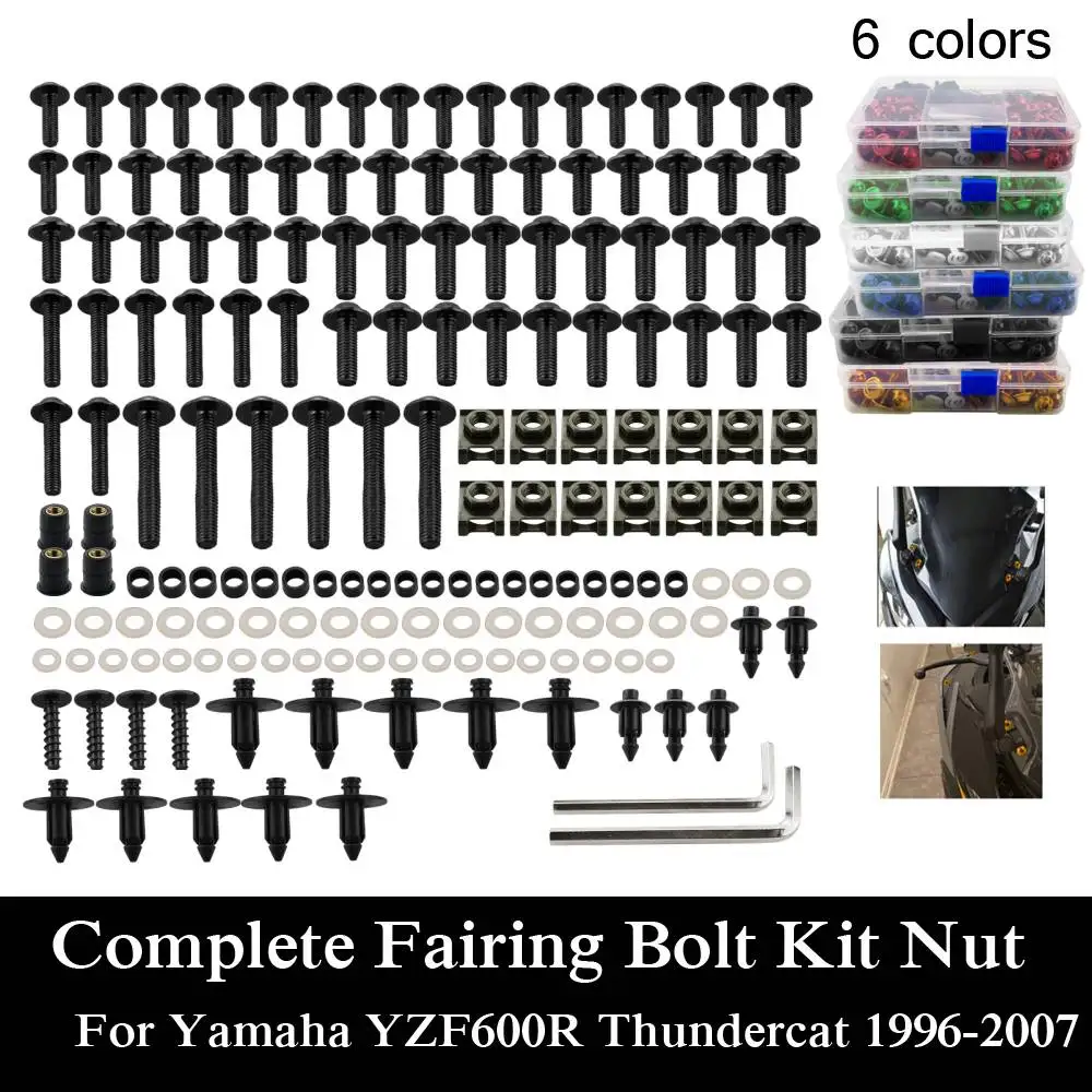 

Fit For Yamaha YZF600R Thundercat 1996-2007 97 98 99 00 01 02 03 CNC Alloy Complete Fairing Bolts Kit Nut Bodywork Screws Clip