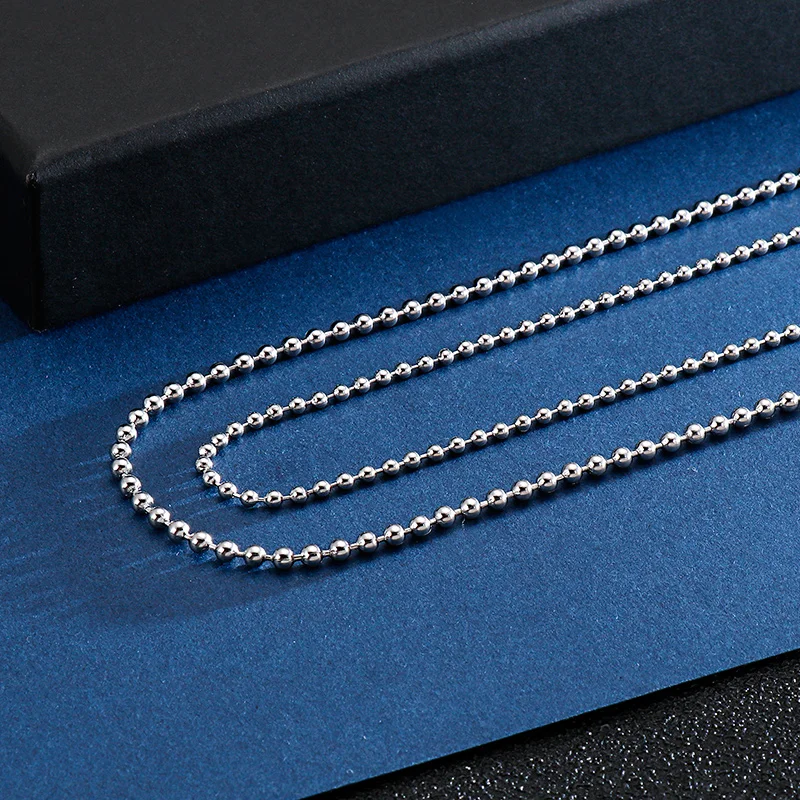 Simple Link Chain DIY Long Necklaces For Men Silver Color Stainless Steel Balls Men Collar Choker Hip Hop Male Jewelry Wholesale images - 6
