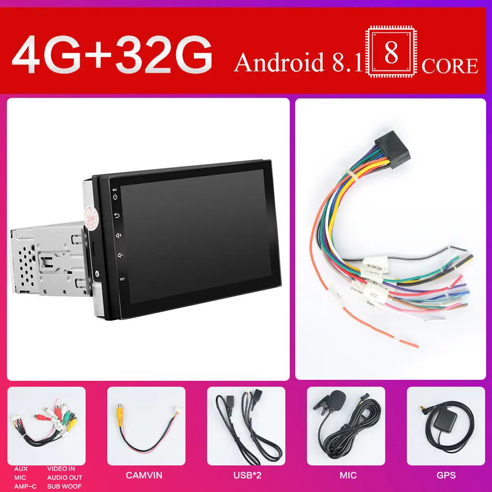 Золотой 2 din автомагнитола 7 дюймов Android система плеер для Toyota Nissan VW 1 din Авто радио GPS навигация - Цвет: Золотой