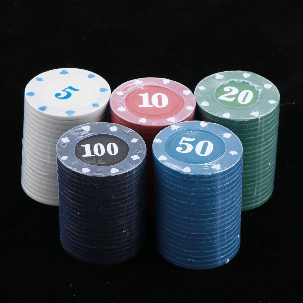 

100 Pieces Plastic Poker Chips with Number of 5,10,20,50,100 - Counting Chips Bingo Chips for Games