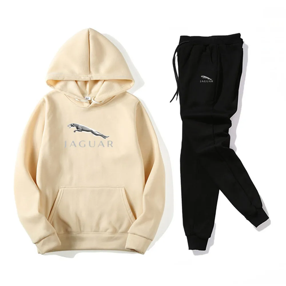 

man Sets Tracksuit Men woman Hooded Sweatshirt+pants PulloverJ JAGUAR logo Print Hoodie Sportwear Suit Casual Mens Clothes
