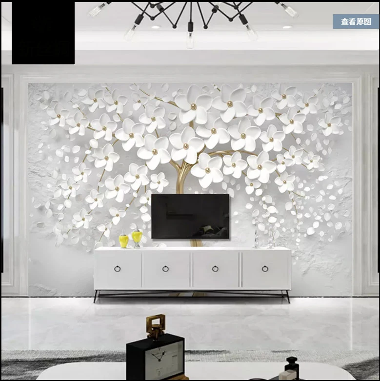 Маленький свежий фон для гостиной дивана телевизора Настенная роспись спальни