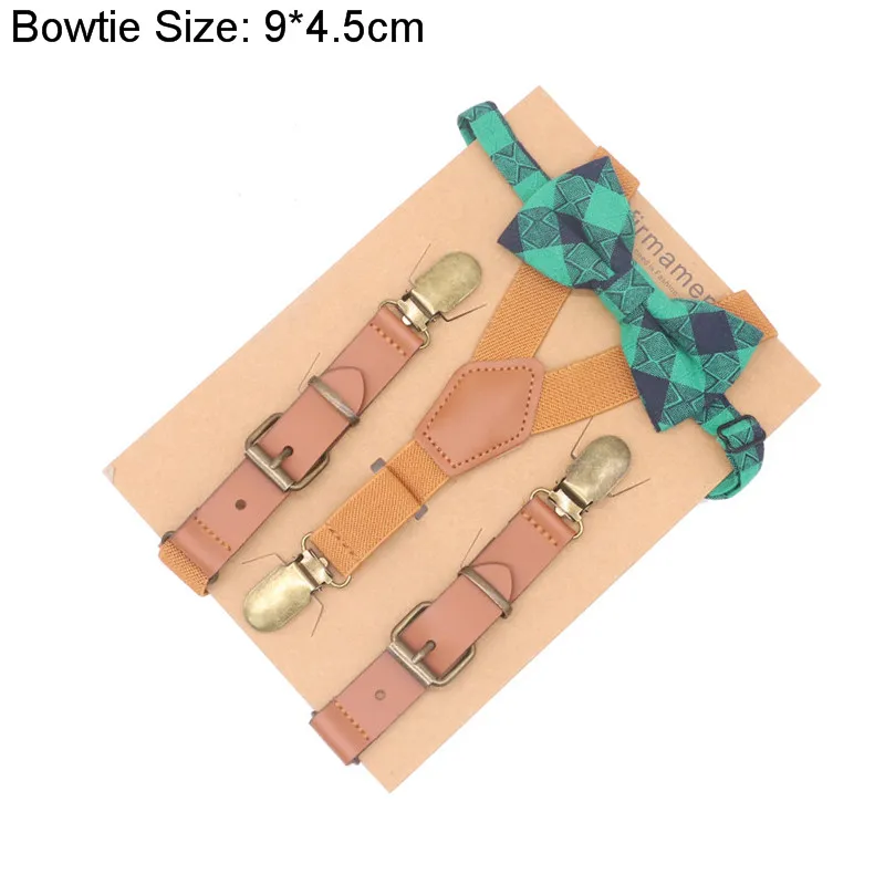 Детские кожаные подтяжки милый комплект с галстуком бабочкой из мультфильма для