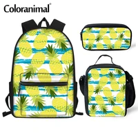 coloranimal 3pcsset childrens school backpack pineapple prints boy girl kids school bags cartoon design teenagers book bags