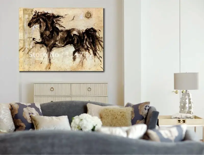 Картина маслом Lepa Zena horse современное искусство абстрактная черная коричневая