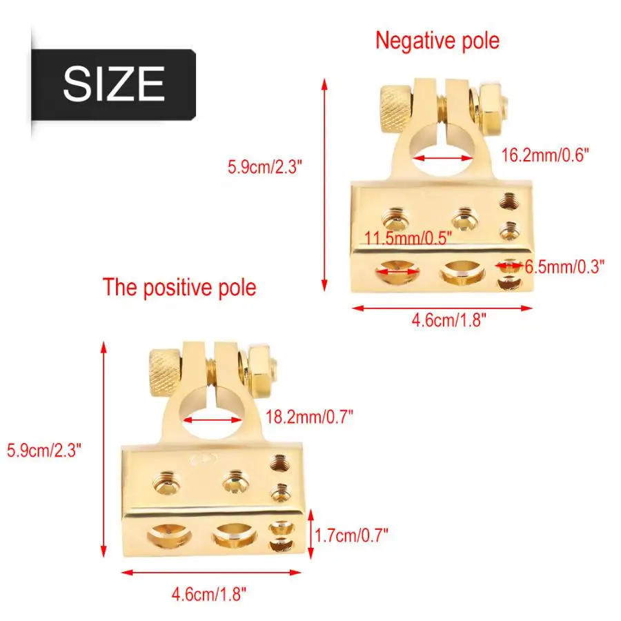 Клеммы аккумулятора 1 пара клемм автомобильного положительный и отрицательный