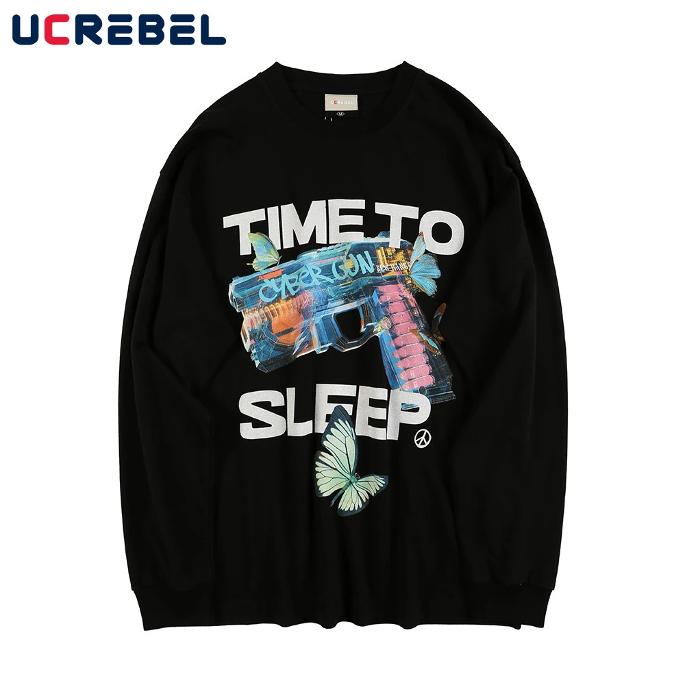 

Мужская хлопковая футболка с длинным рукавом, с мультяшным принтом