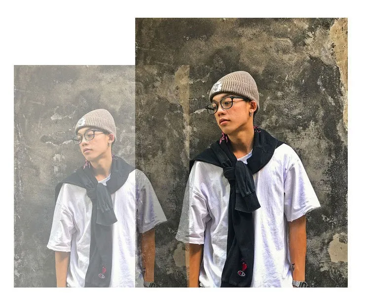 Повседневные облегающие шапки с аниме для мужчин и женщин вязаная зимняя шапка