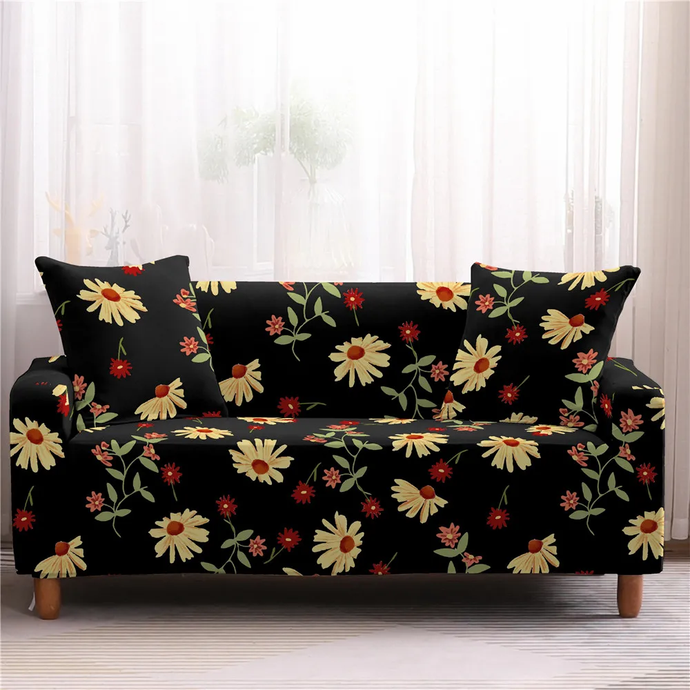 Flower Pattern Elastic Slipcovers Sofa Universal Cover Stretch Sectional Couch Sunflower For Living Room | Дом и сад