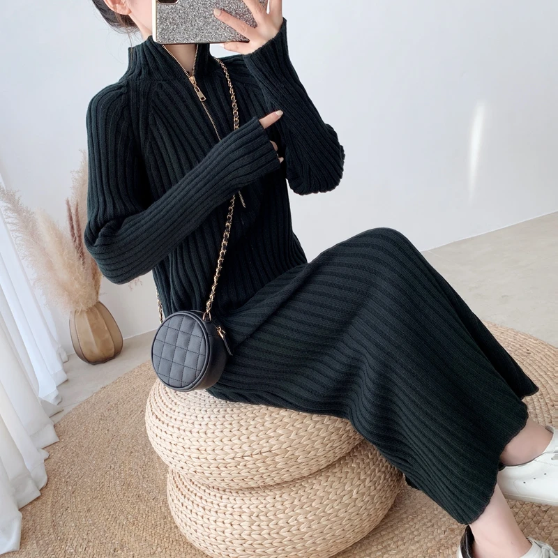 

Wavsiyier Jumper Vintage 2020 Cute Knitted Korean Elegant Thick Pullover Fashiond Solid Sweater Dress Women Autumn Winter Loose