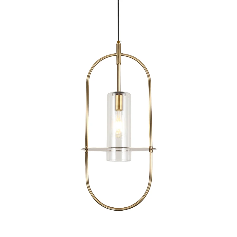 

Post modern gold oval glass pendant lights bedroom living room single art line pendant lamps bedside restaurant deco lighting