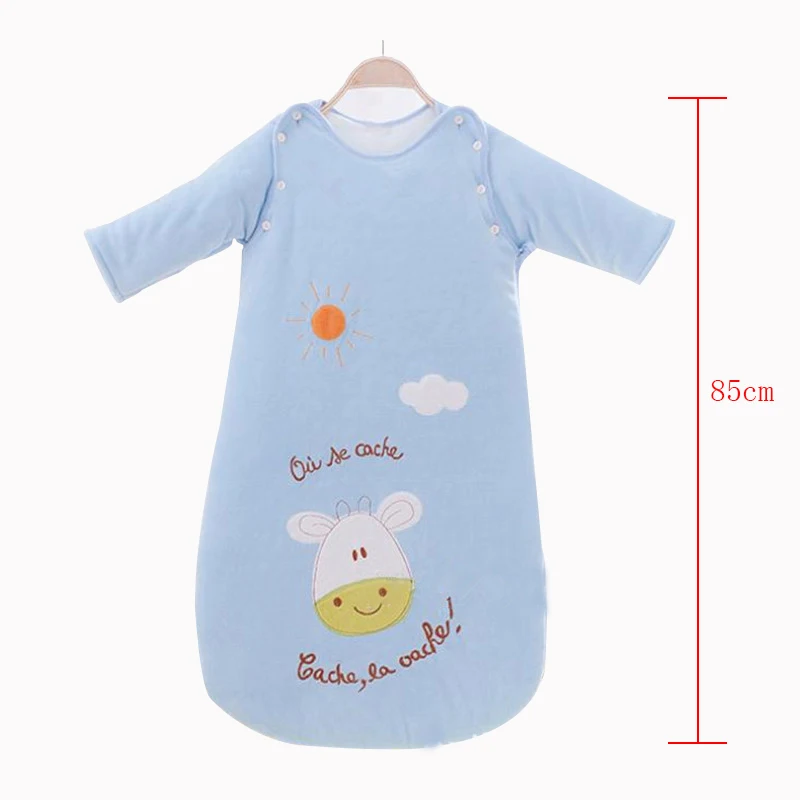 Толстый и теплый детский спальный мешок с длинным рукавом 85 см мультяшный