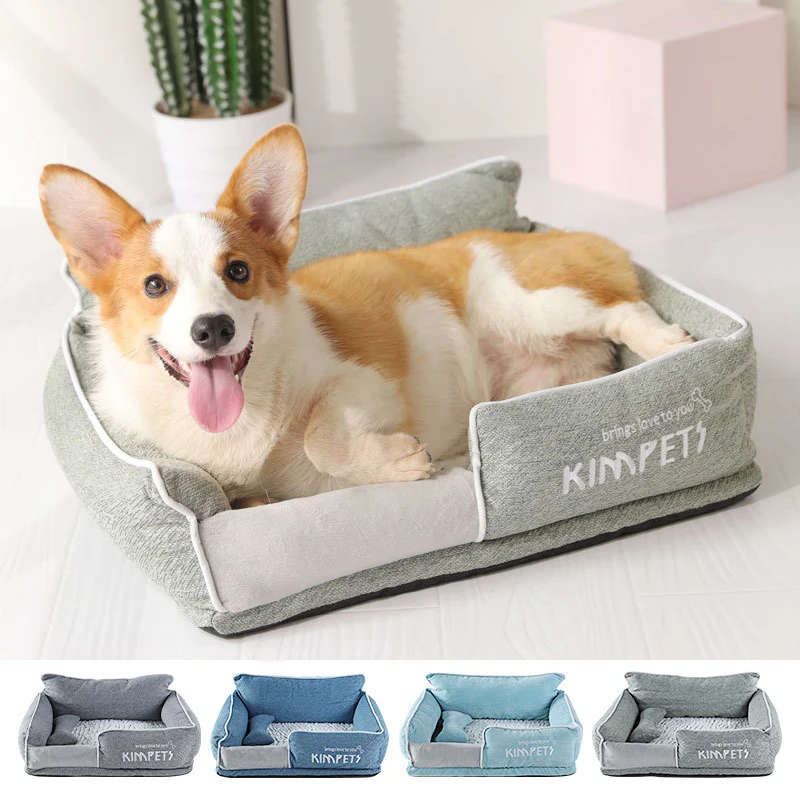 

Dog bed Washable house for dogs Corgi Dog Kennel Winter Warm Removable Oxford Cloth Pet Cotton Nest Square Sponge Cat Kennel