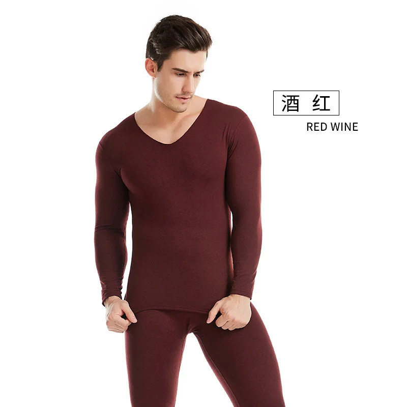 2pcs Men Thermal Underwear Long Jhons  Big Large Waist L-4XL Warm Body Clothes Set Invisible Tops Buttoms