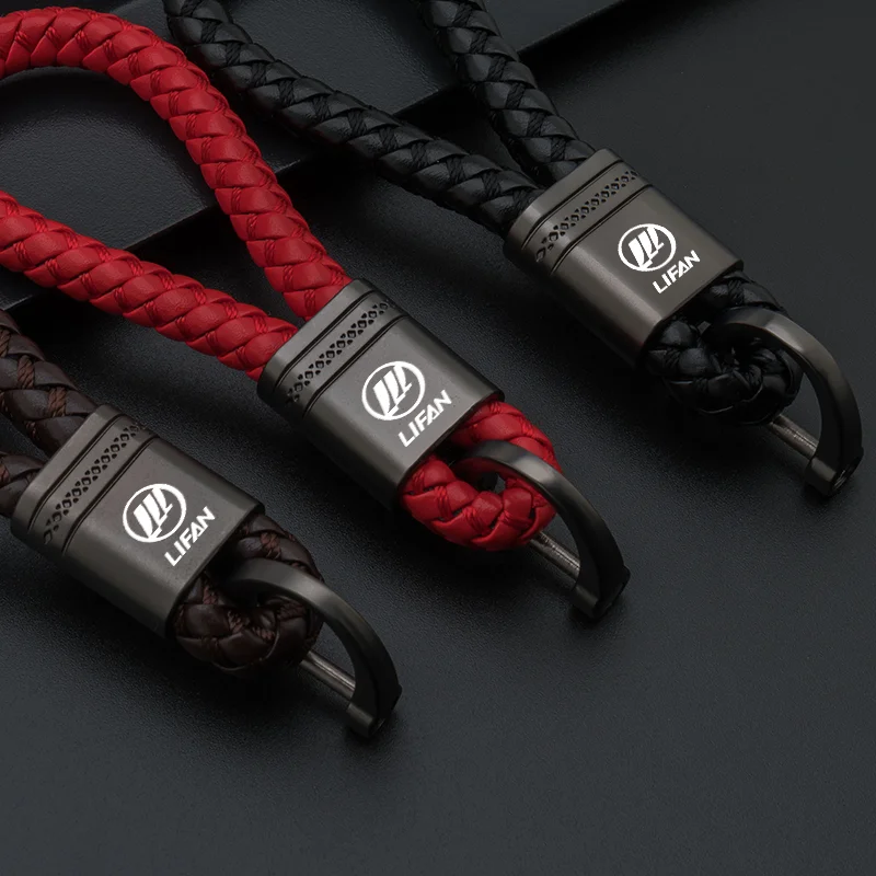 

Car Gun Color Keychain Braided Leather Alloy With Logo Keychains for Men Anti-static For Lifan Solano X60 125CC X50 320