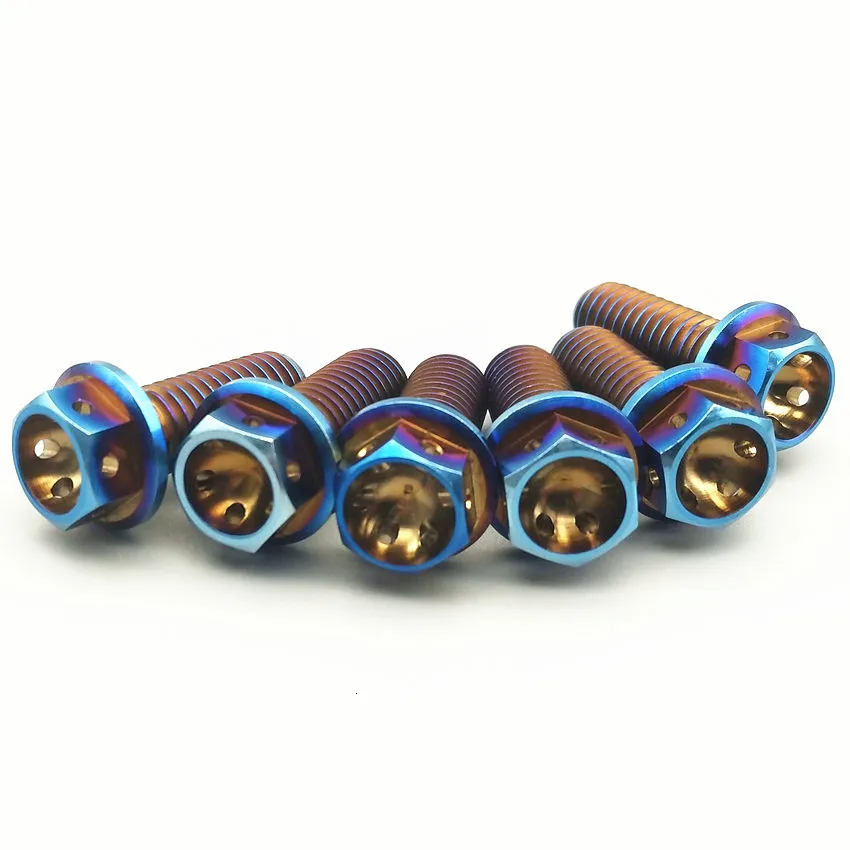 Титановые болты M6 M8 10-50 мм Двигатель DIY MTB синий цвет двойной привод полый фланец головка наружные шестигранные винты Ti Упаковка застежек 4