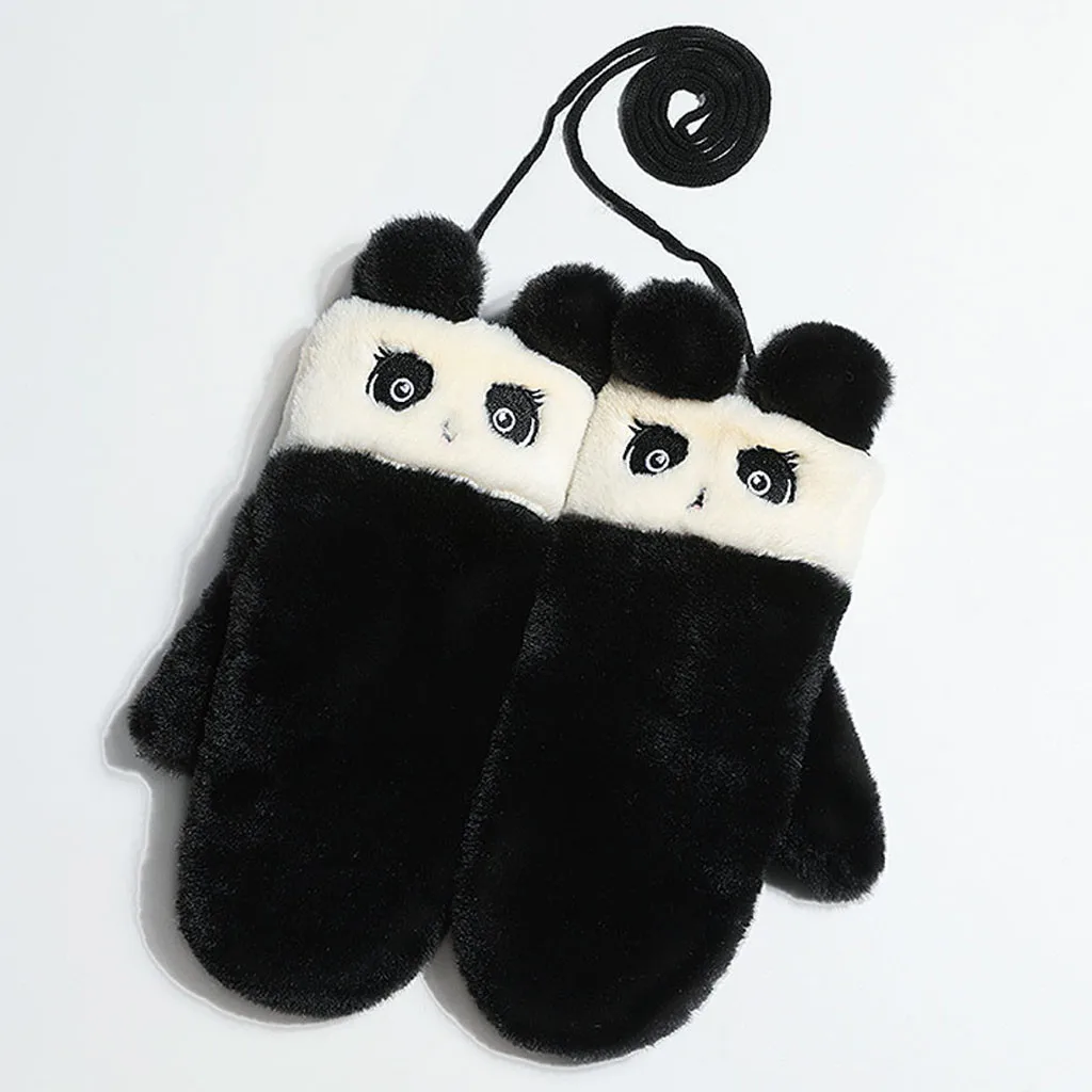 Женские зимние милые Мультяшные перчатки плюшевые варежки мягкие теплые