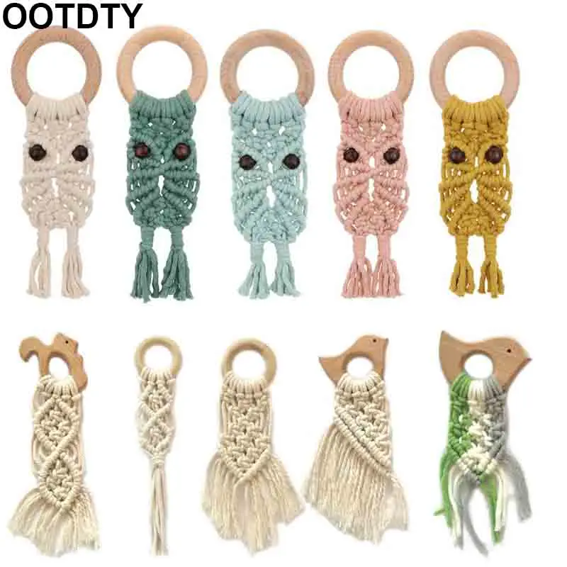 Ручной работы натуральный деревянный крючком кисточкой браслет для