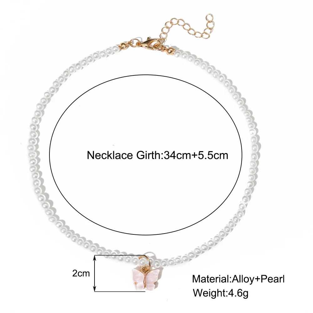 Женское колье с подвеской-бабочкой жемчужное ожерелье-чокер подвеской в форме