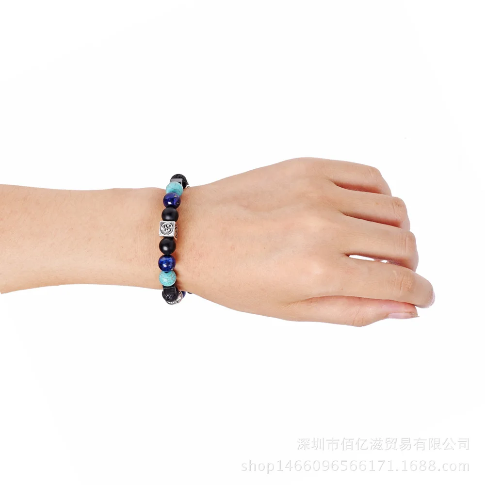 

2021 New 8mm Natural Stone Mix And Match Square Tree Of Life Fashion Braided Bracelet Bijoux