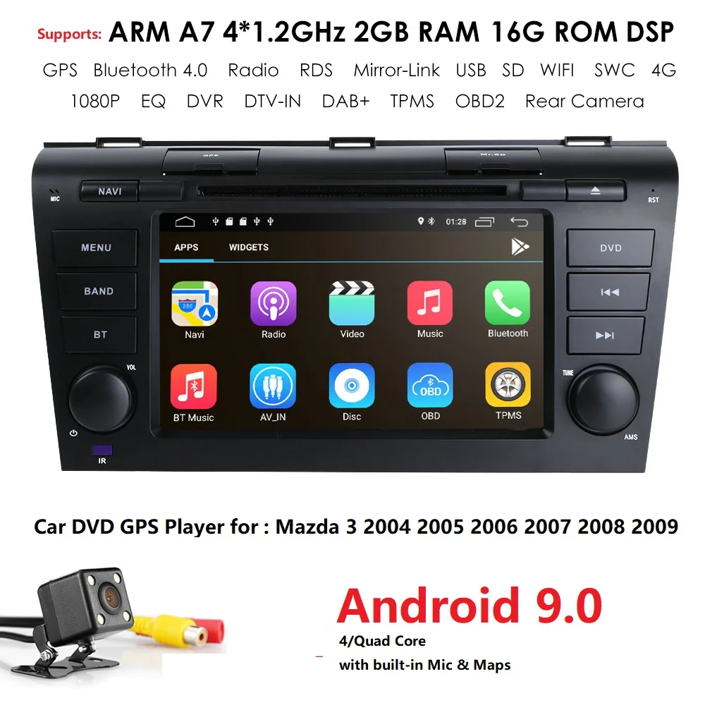 4G модем Android 9 0 автомобильный DVD для Mazda 3 2004 2009 SIM Автомобильный мультимедийный